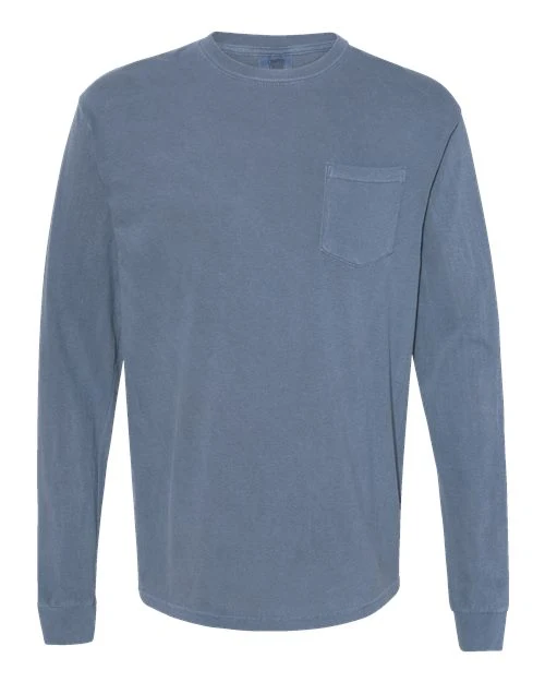 Unisex Garment-Dyed Heavyweight Long Sleeve Pocket T-Shirt - Image 3