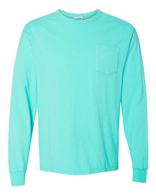 Unisex Garment-Dyed Long Sleeve T-Shirt With a Pocket - Image 8