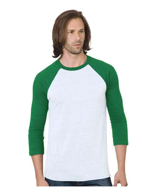 Unisex Triblend Three-Quarter Sleeve Raglan T-Shirt - Image 7