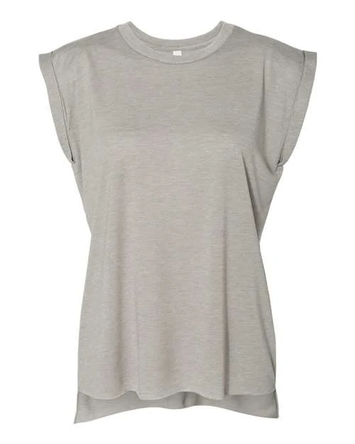 Women’s Flowy Rolled Cuffs Muscle Tee - Image 7