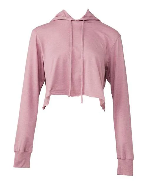 Women’s Triblend Crop Long Sleeve Hoodie Tee - Image 3