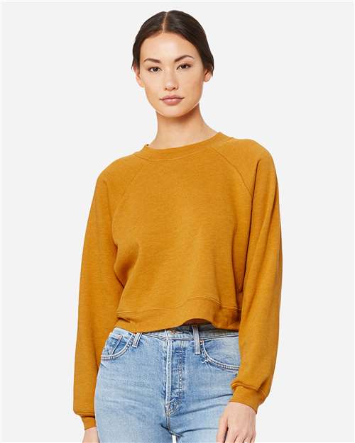 Women's Crop Raglan Fleece Crewneck Sweatshirt - Image 5