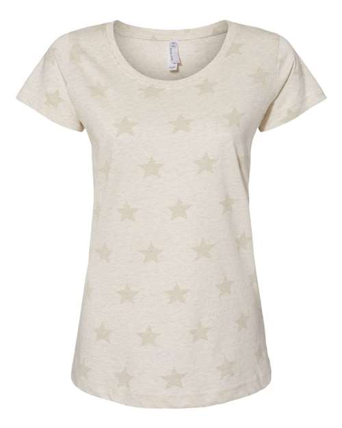 Women's Star Print Scoop Neck Tee - Image 4